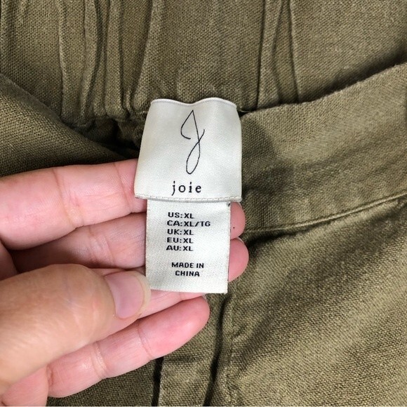 Joie Green Linen Blend Wide Leg Cropped Pants Size XL - Picture 4 of 7